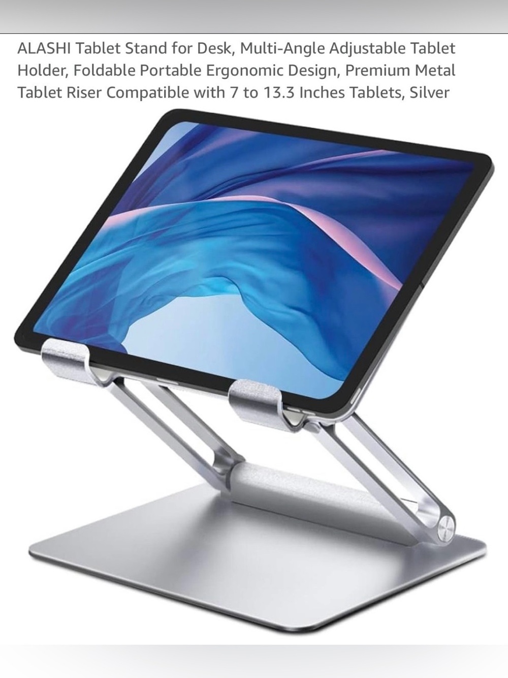 ALASHI Tablet Stand for Desk, Multi-Angle Adjustable Tablet Holder, Foldable Por